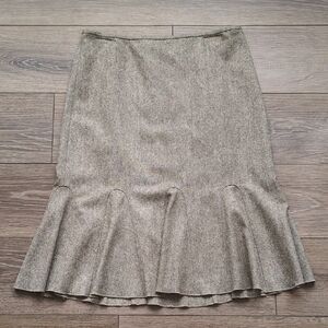 Ann Taylor Wool Flared Pencil Skirt - Knee Length Lined Tan‎ Brown - Size 10